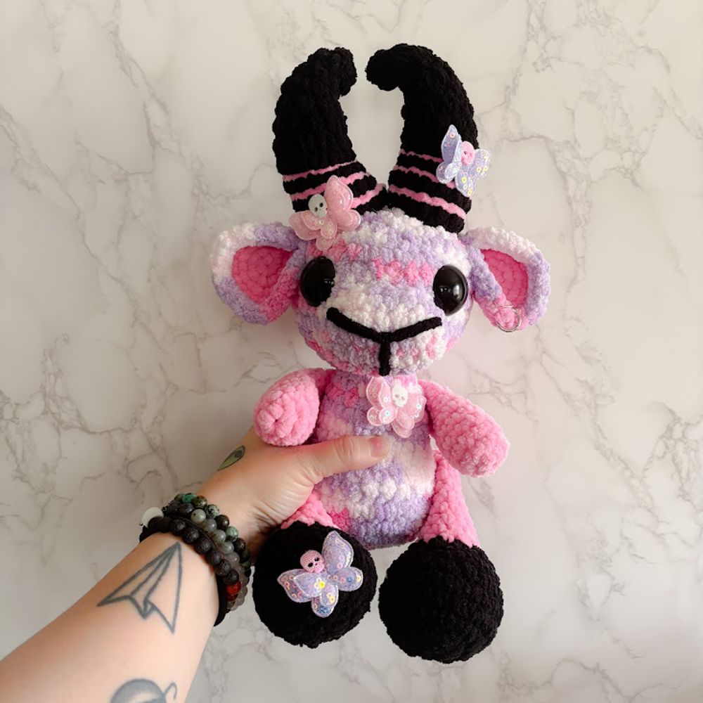 Pastel Pop Punk Goat Plush, OOAK
